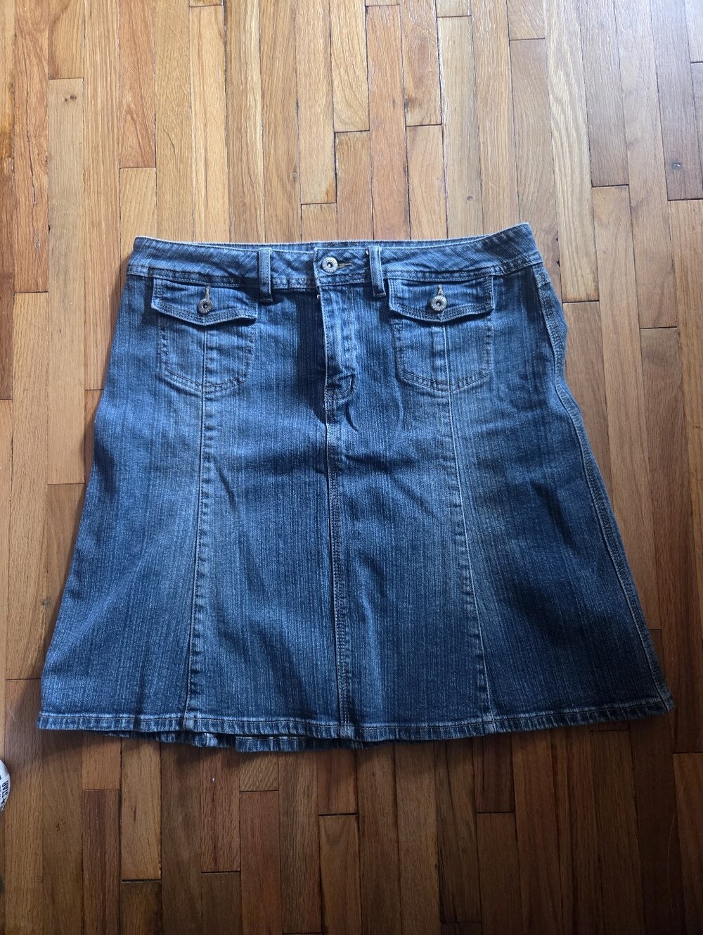 Vintage BACCINI Blue Denim A-Line Skirt with Front Flap Pockets